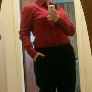 Red Stretch Formal Button Up Shirt